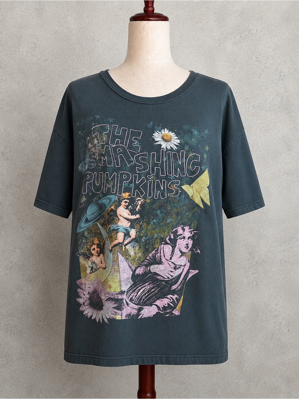 Smashing Pumpkins Graphic Tee Charcoal Washed Band Tee  Grunge 90s Style